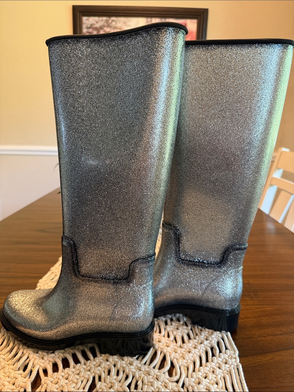 Melissa Silver Glitter Tall Rain Boots - Picture 5 of 8